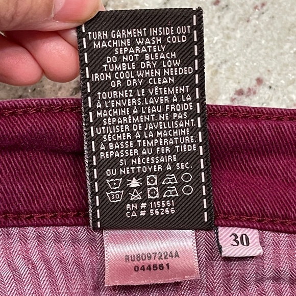 7 for All Mankind Women's Cropped Denim Jeans Skinny Midrise Maroon - Picture 8 of 11